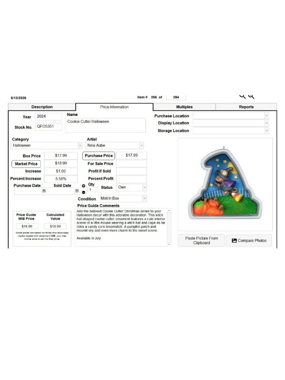 Hallmark Cookie Cutter Halloween/Witches Hat Ornament 2024